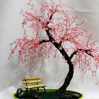Дерево из бисера сакура